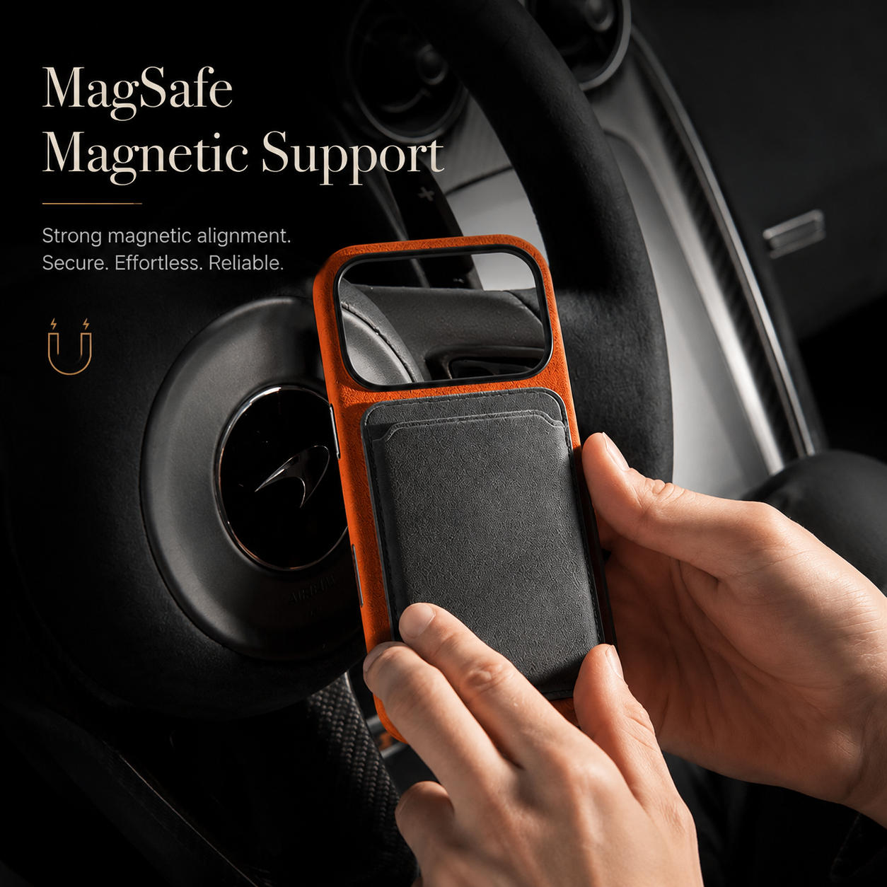 Premium iPhone Case Italian Alcantara Magnetic MagSafe Compatible Smart Button Leather Finish Protective Cover Slim Full Coverage Luxury Design