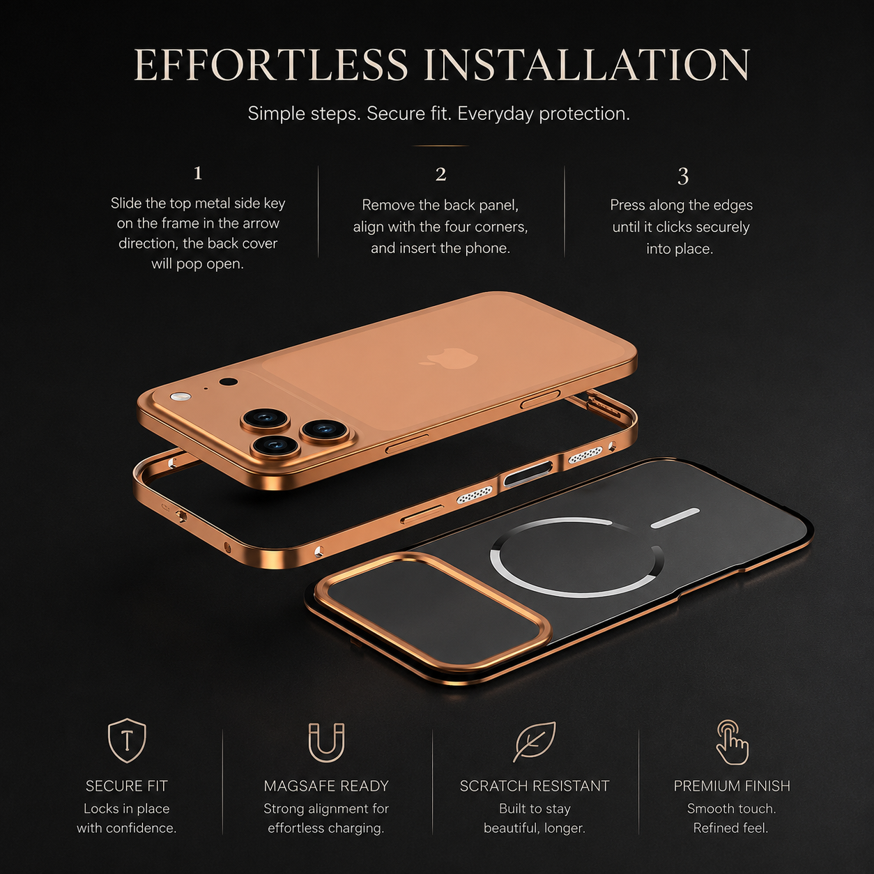 Premium iPhone Case MagSafe Compatible Magnetic Aluminum Frame Frosted Matte Shockproof Protective Camera Lens Protection Slim Design Full Coverage