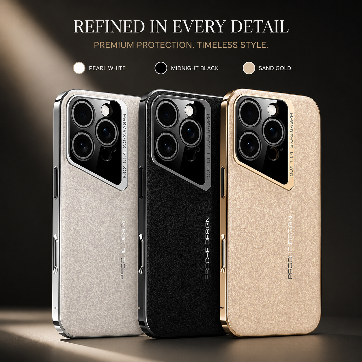 Premium iPhone Case Vegan Leather Hard Back Cover Camera Lens Protection Anti Fingerprint Anti Scratch Slim Lightweight Full Coverage Design