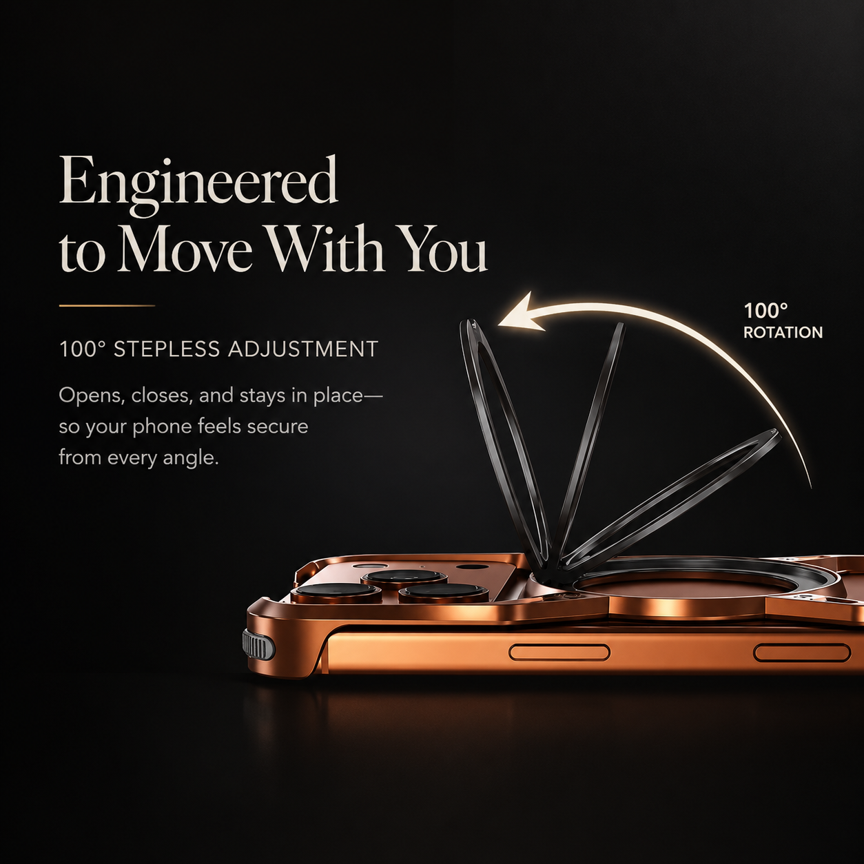 Premium iPhone Case MagSafe Compatible Magnetic Aluminum Bumper Frame Cover 360 Rotating Ring Stand Shockproof Edge Protection Camera Lens Guard Slim Design