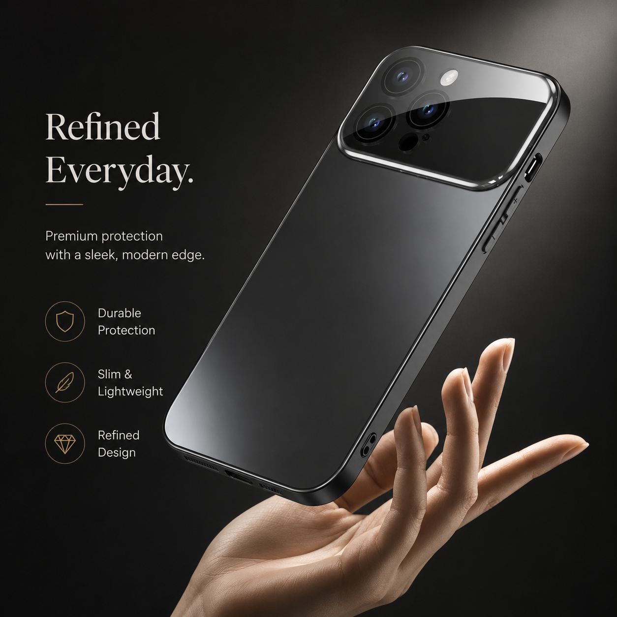 Premium iPhone Case Metal Back Protective Cover Shockproof Silicone Frame Camera Lens Protection Anti Scratch Heavy Duty Slim Full Coverage