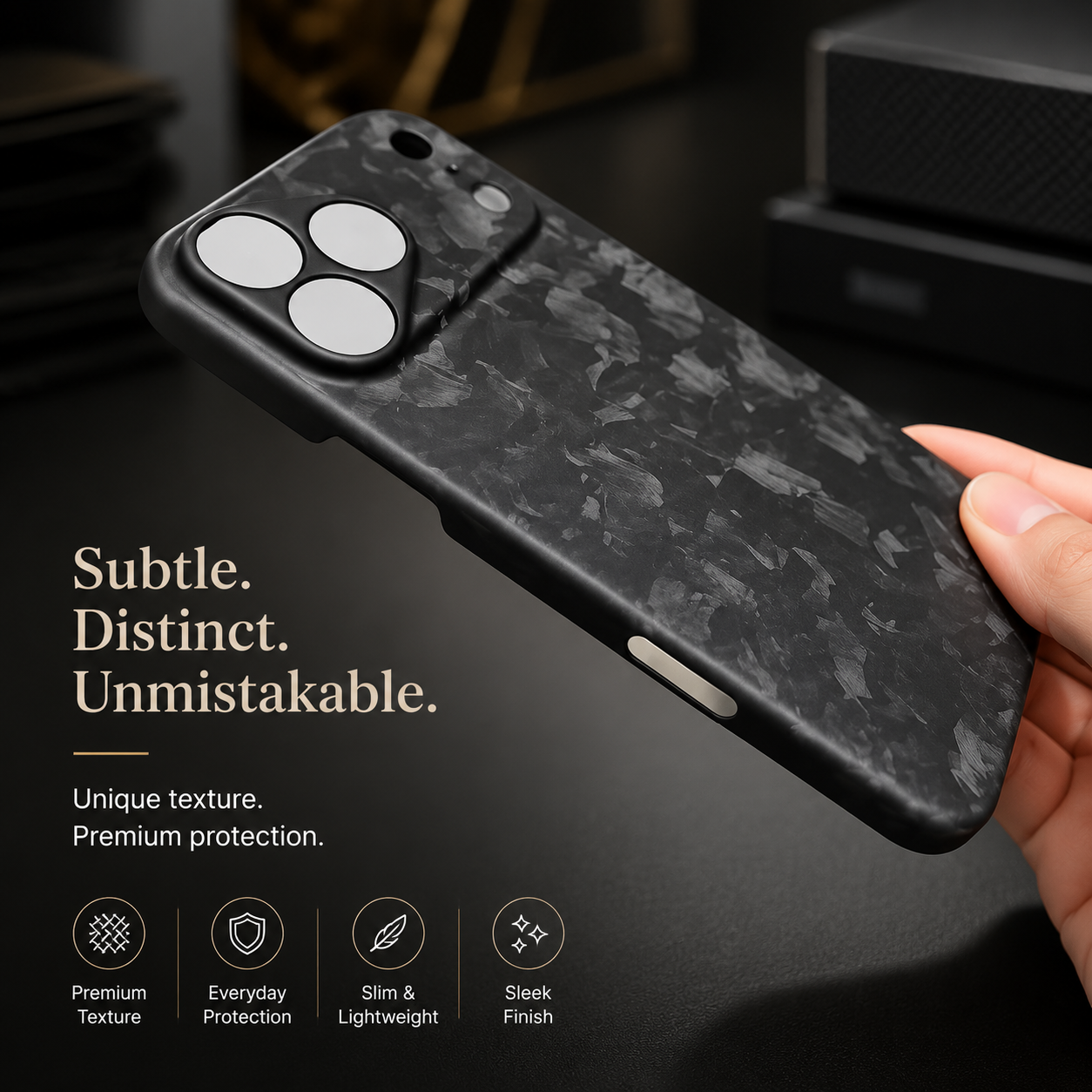 Premium iPhone Case Real Forged Carbon Fiber Cover Matte Glossy Shockproof Anti Fingerprint Non Slip Lightweight Slim Protective Design