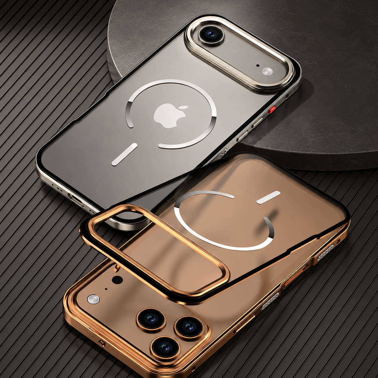 Premium iPhone Case MagSafe Compatible Magnetic Aluminum Frame Frosted Matte Shockproof Protective Camera Lens Protection Slim Design Full Coverage