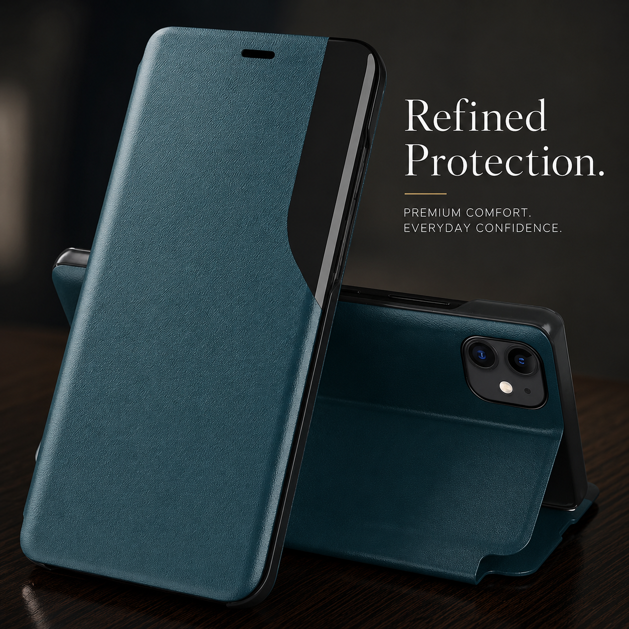 Premium iPhone Wallet Case MagSafe Compatible Magnetic Flip Cover PU Leather Card Holder Kickstand Shockproof Protective Full Coverage Camera Lens Guard Design