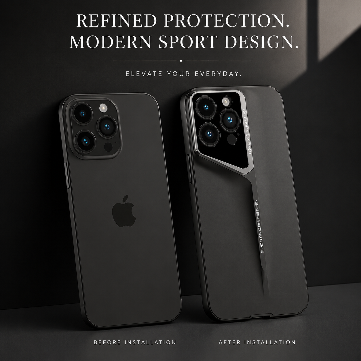 Premium iPhone Case Ultra Thin Titanium Finish Blade Style Shockproof Lens Protection Lightweight Half Wrapped Protective Cover Full Coverage Design