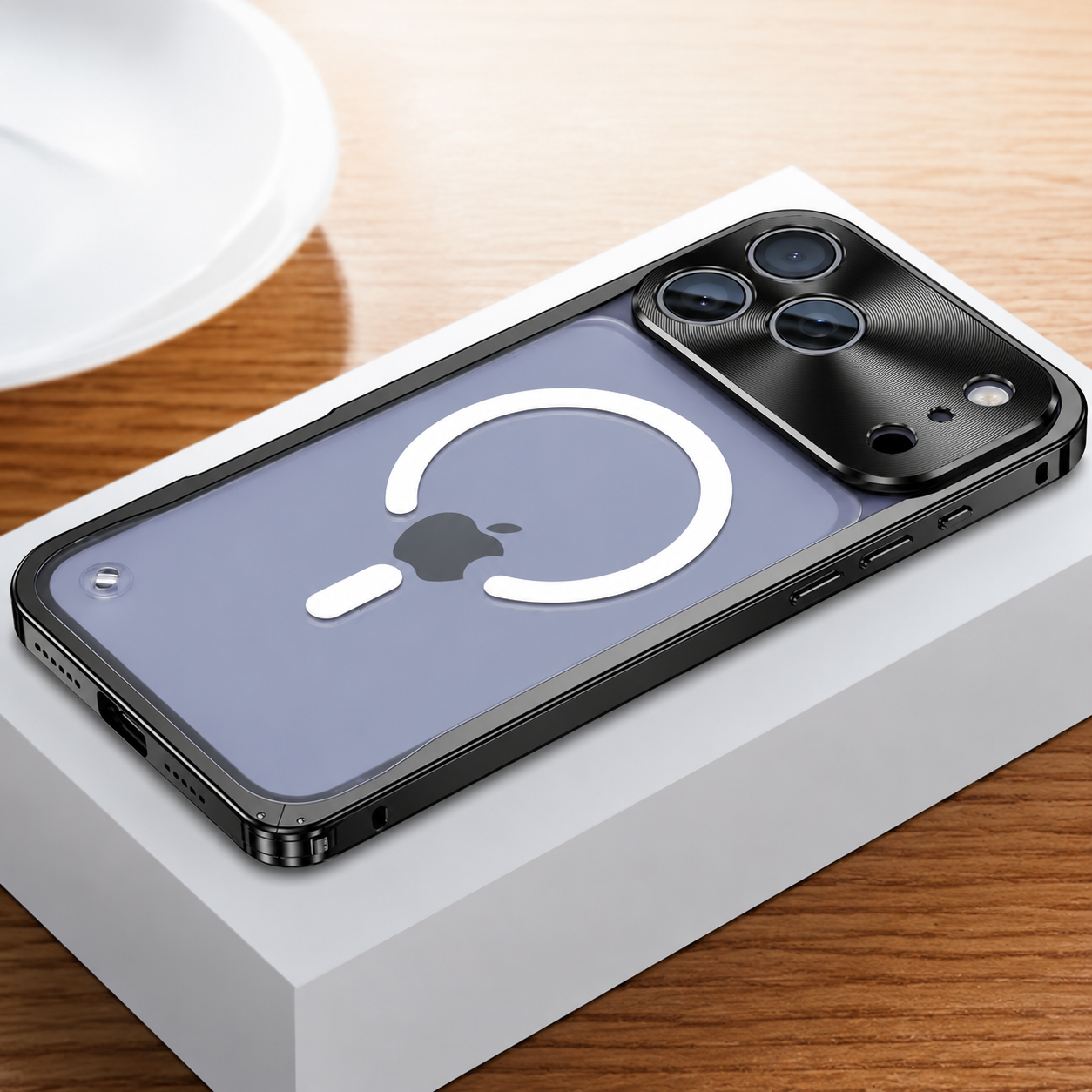 Premium iPhone Case MagSafe Compatible Magnetic Aluminum Bumper Frame Matte Transparent Back Shockproof Protective Camera Lens Guard Slim Full Coverage