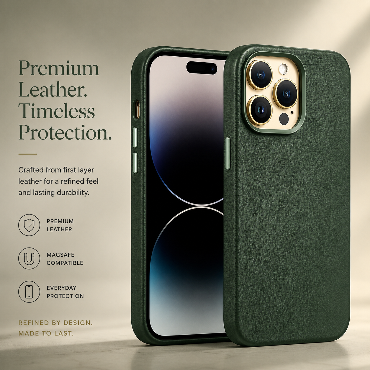 Premium iPhone Case MagSafe Compatible Leather Cover Magnetic Back Shockproof Protective Cover Anti Scratch Slim Half Wrapped Design