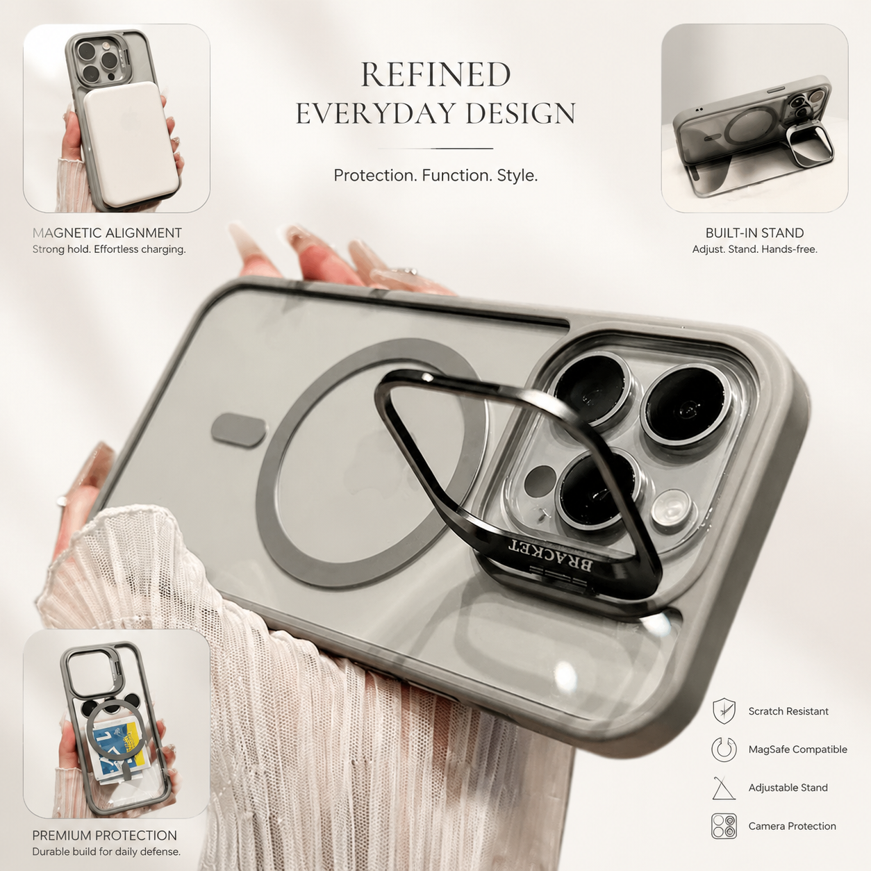 Premium iPhone Case MagSafe Compatible Shockproof Bumper Protective Cover Full Body Protection Camera Lens Guard Magnetic Slim Durable Design