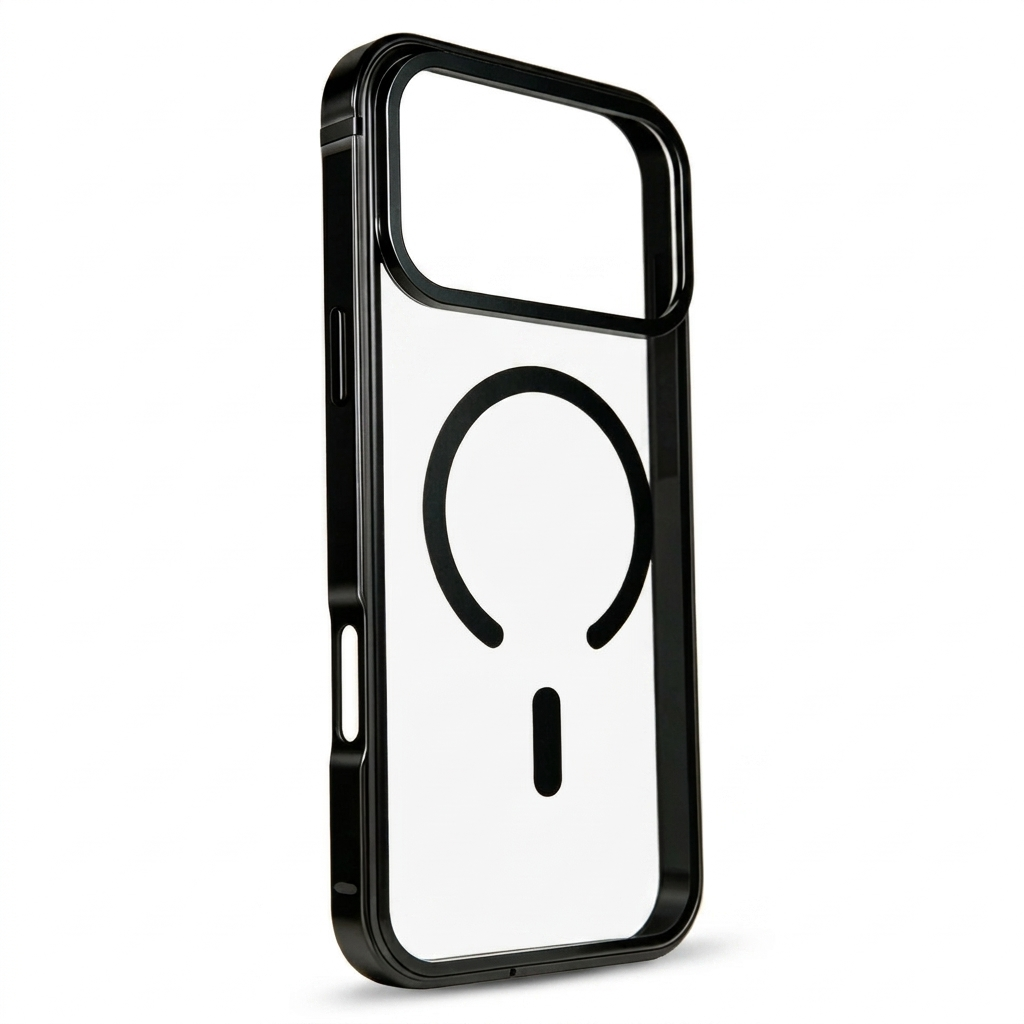 Clear Back Metal Frame Phone Case Slim Cover Compatible with iPhone 17 Pro Max
