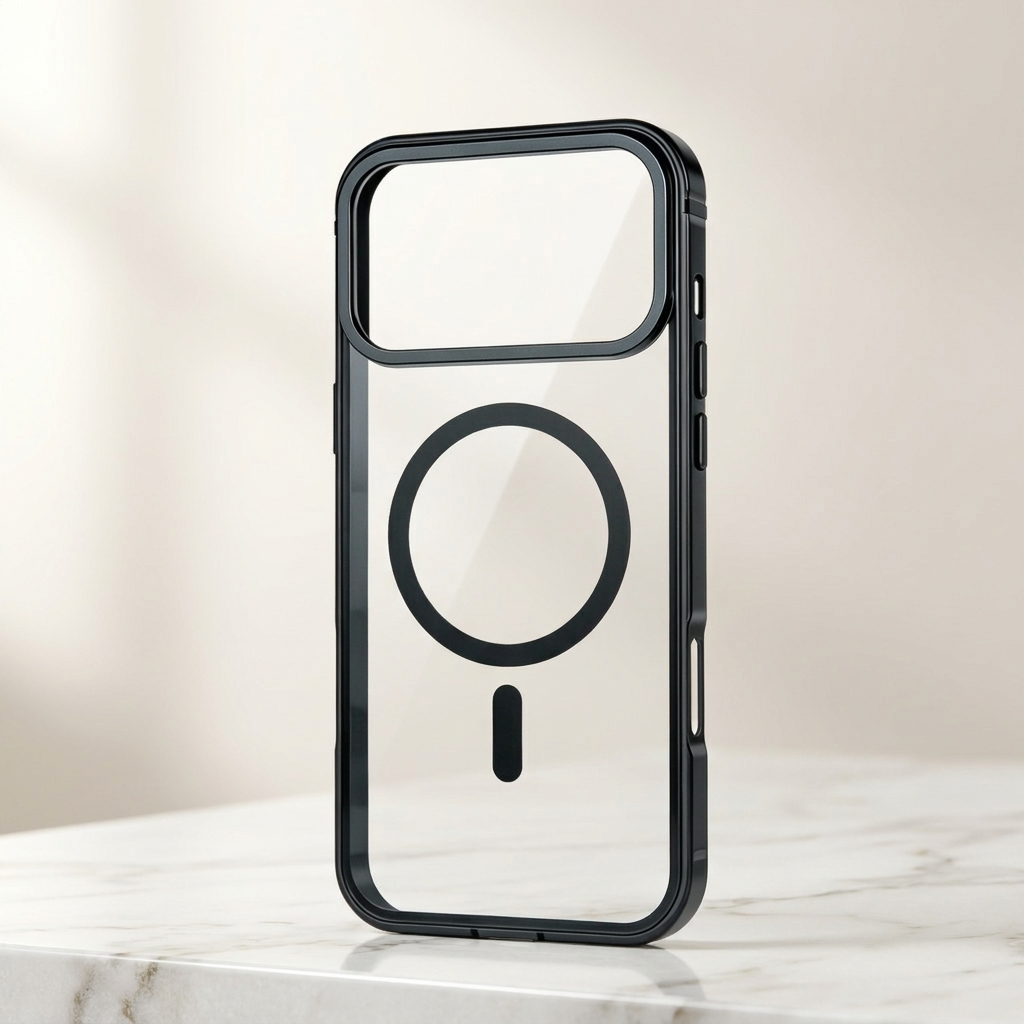 Clear Back Metal Frame Phone Case Slim Cover Compatible with iPhone 17 Pro Max