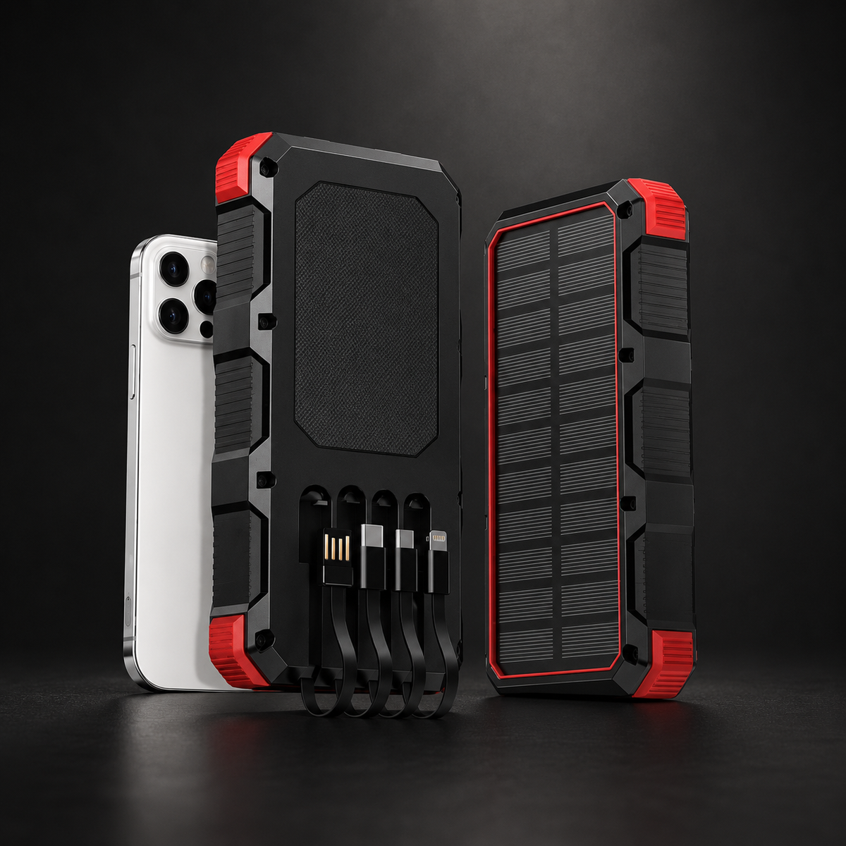 Premium 20000mAh Solar Power Bank Fast Charging Portable Battery Pack LED Flashlight Outdoor Travel Charger USB Device Charging Everyday Use Mode