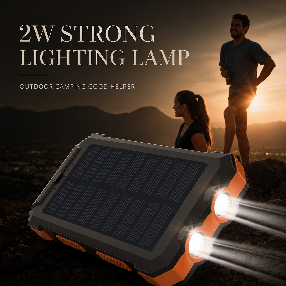 Premium 20000mAh Solar Power Bank Fast Charging Portable Battery Pack LED Flashlight Outdoor Travel Charger USB Device Charging Everyday Use Mode