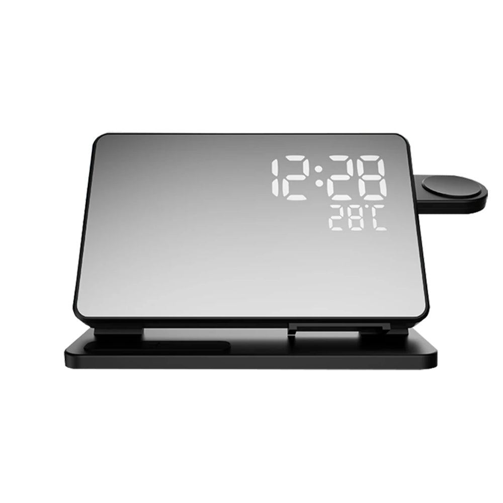 Premium 3 In 1 Wireless Charger Fast Charging Dock Station with Clock Multi Device Charging Stand for Smartphone Watch and Earbuds