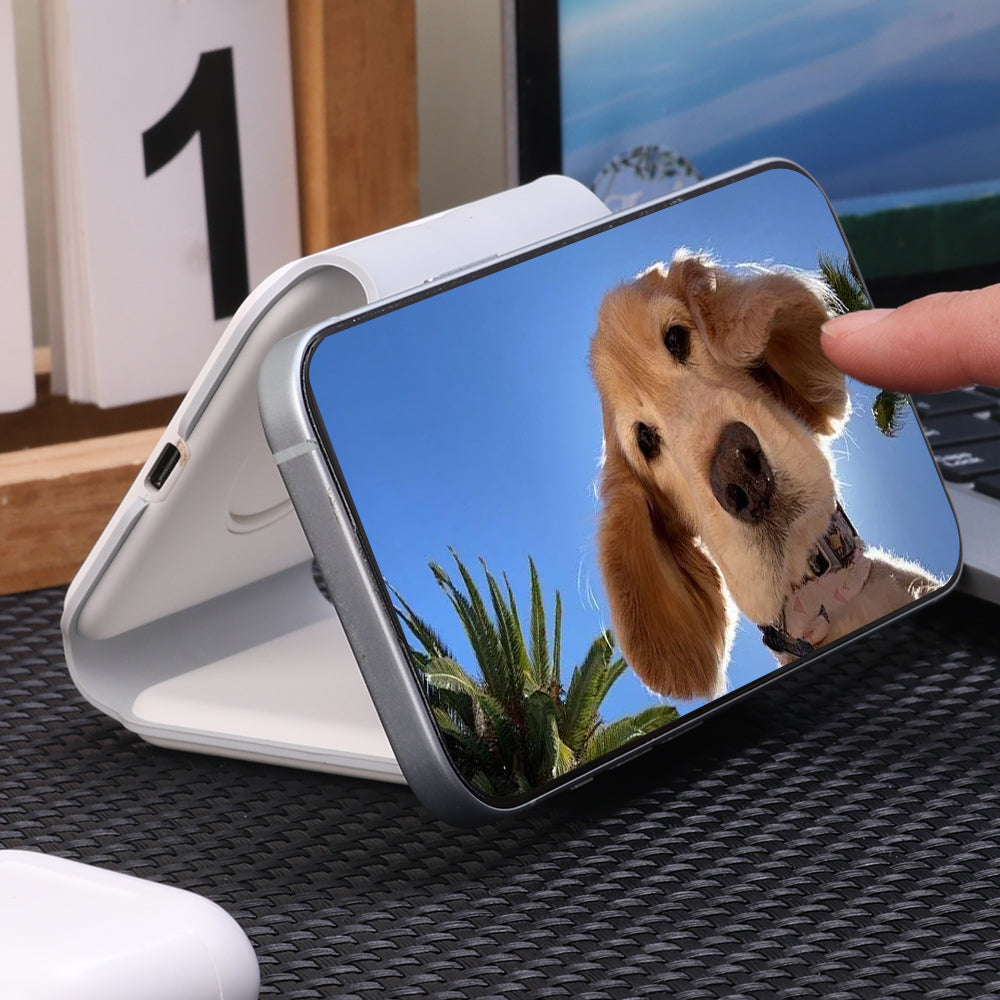 Premium 3 In 1 Wireless Charger Foldable MagSafe Compatible 15W Fast Charging Station Magnetic Portable Dock for Smartphone Watch and Earbuds