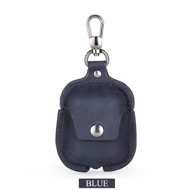 Premium AirPods Case Genuine Leather Protective Cover Shockproof Slim Design Keychain Clip Wireless Charging Compatible