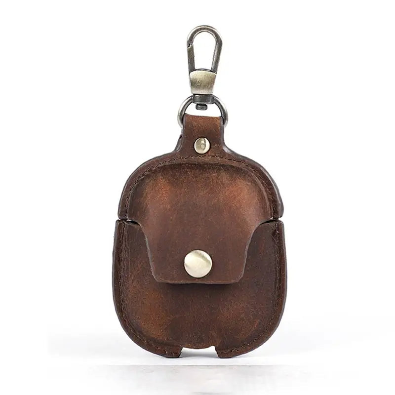 Premium AirPods Case Genuine Leather Protective Cover Shockproof Slim Design Keychain Clip Wireless Charging Compatible