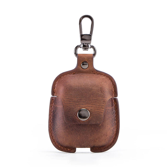 Premium AirPods Case Genuine Leather Protective Cover Shockproof Slim Design Keychain Clip Wireless Charging Compatible