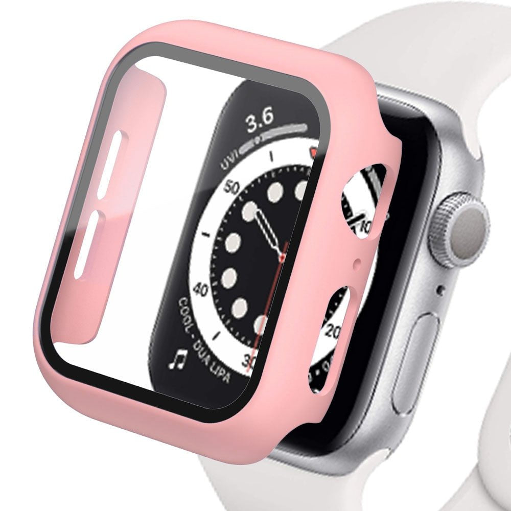 Premium Apple Watch Case Tempered Glass Screen Protector PC Bumper Shockproof Transparent Protective Cover