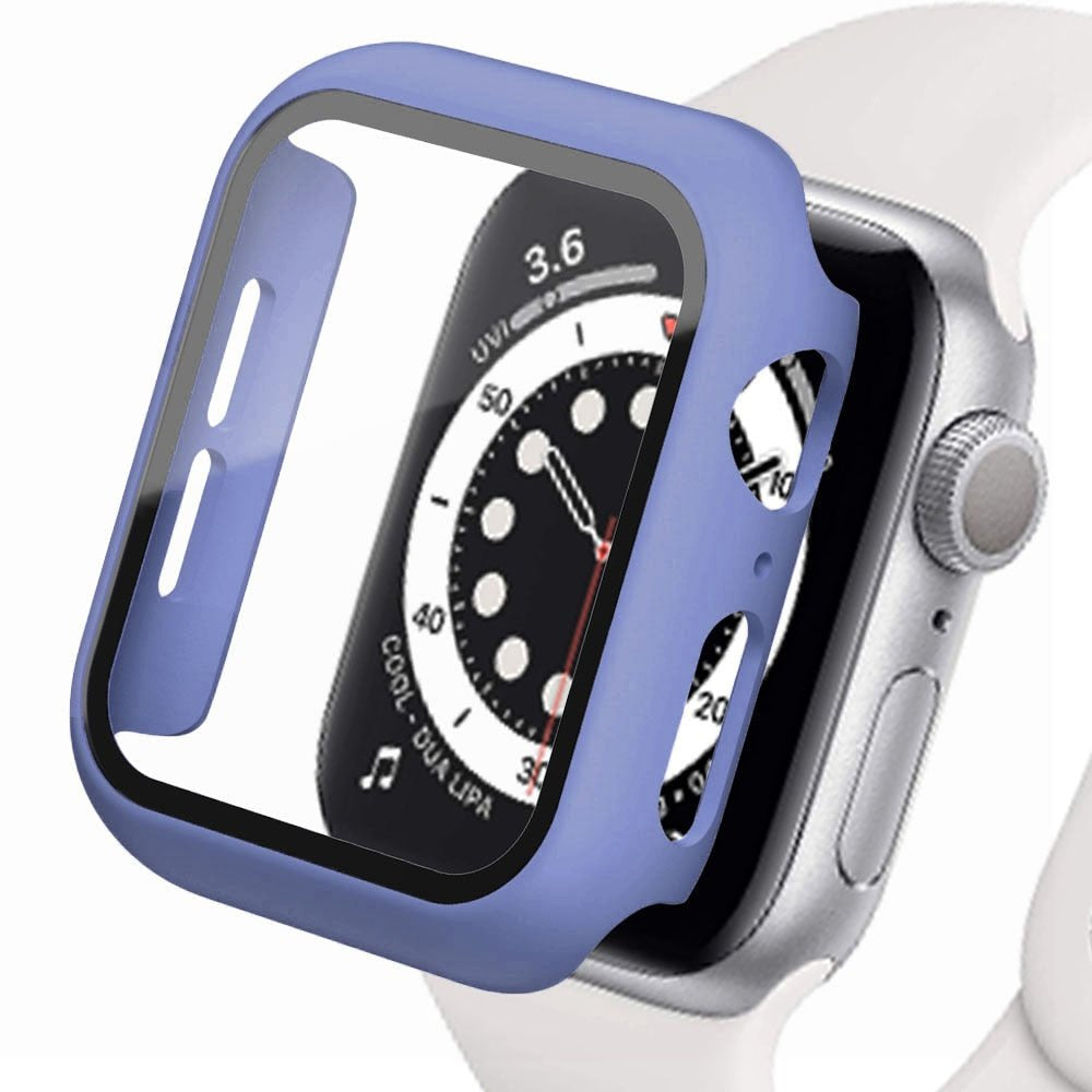 Premium Apple Watch Case Tempered Glass Screen Protector PC Bumper Shockproof Transparent Protective Cover