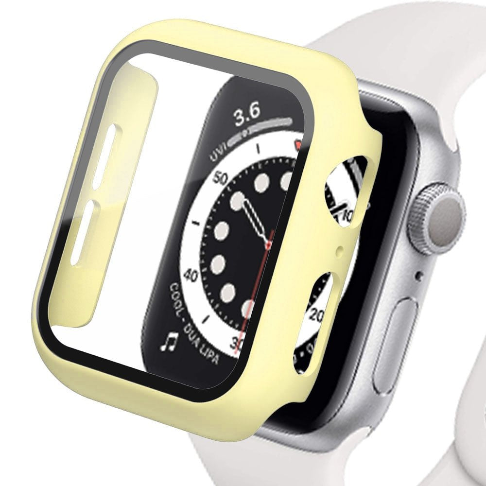 Premium Apple Watch Case Tempered Glass Screen Protector PC Bumper Shockproof Transparent Protective Cover