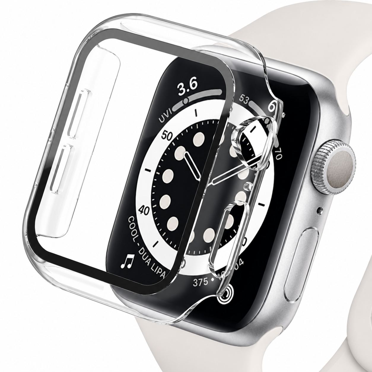 Premium Apple Watch Case Tempered Glass Screen Protector Shockproof PC Bumper Transparent Protective Cover Full Coverage Snap-On Slim Protective Shell