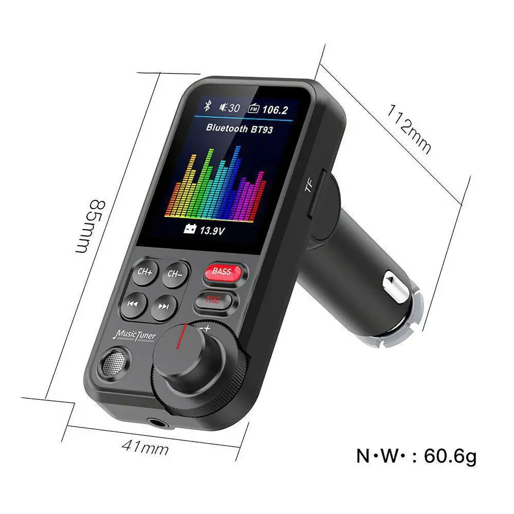Premium Car Bluetooth FM Transmitter QC 3.0 Fast Charging USB Audio Adapter Hands-Free Music Player
