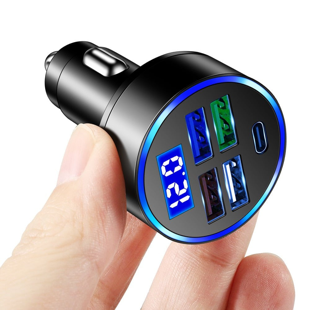 Premium Car Charger USB-C Multi Port Fast Charging Adapter 12V Socket High Speed Charging Hub