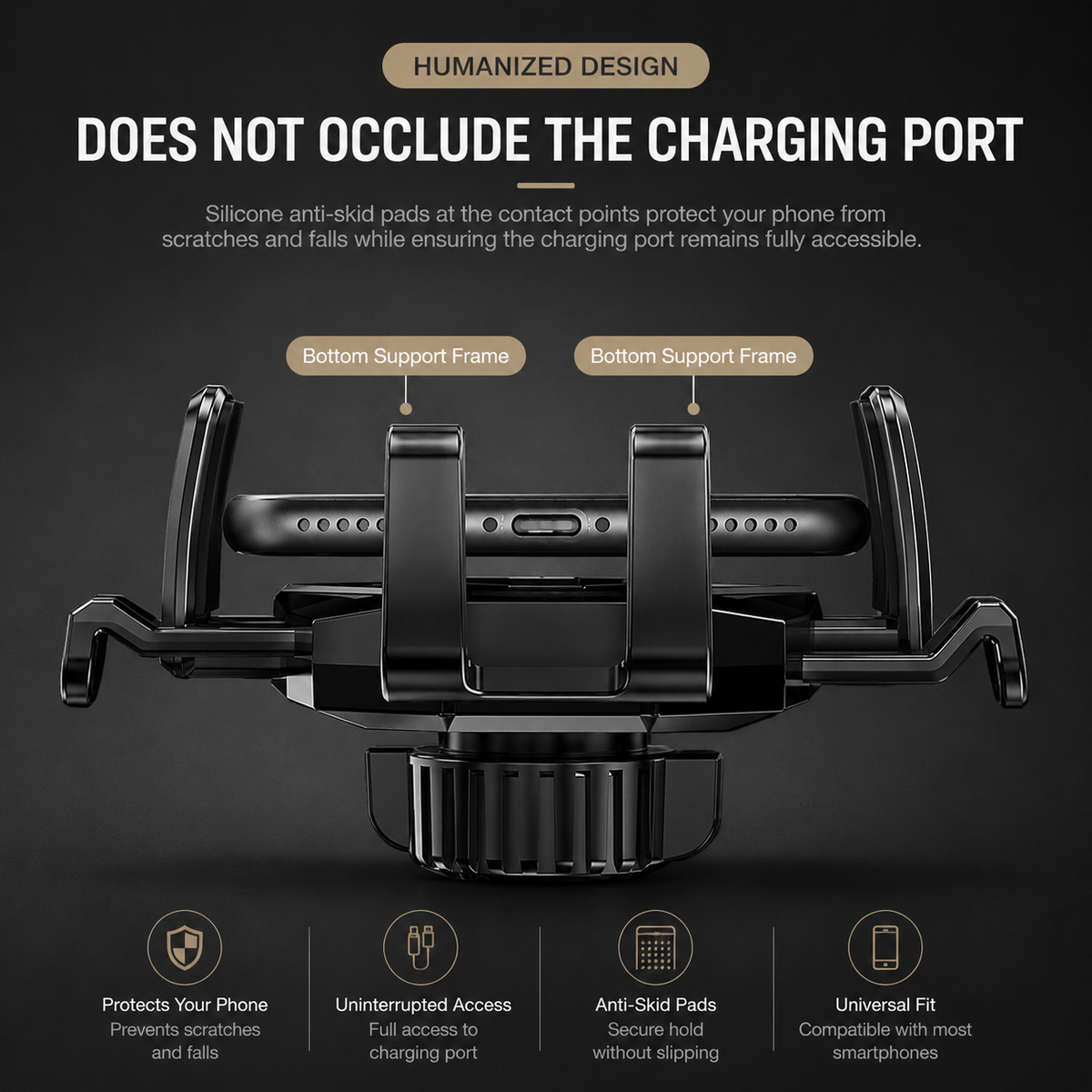 Premium Car Phone Mount Dashboard Windshield Suction Cup Holder 360 Rotation Secure Grip Adjustable Smartphone Stand Hands-Free Driving Mount Vehicle
