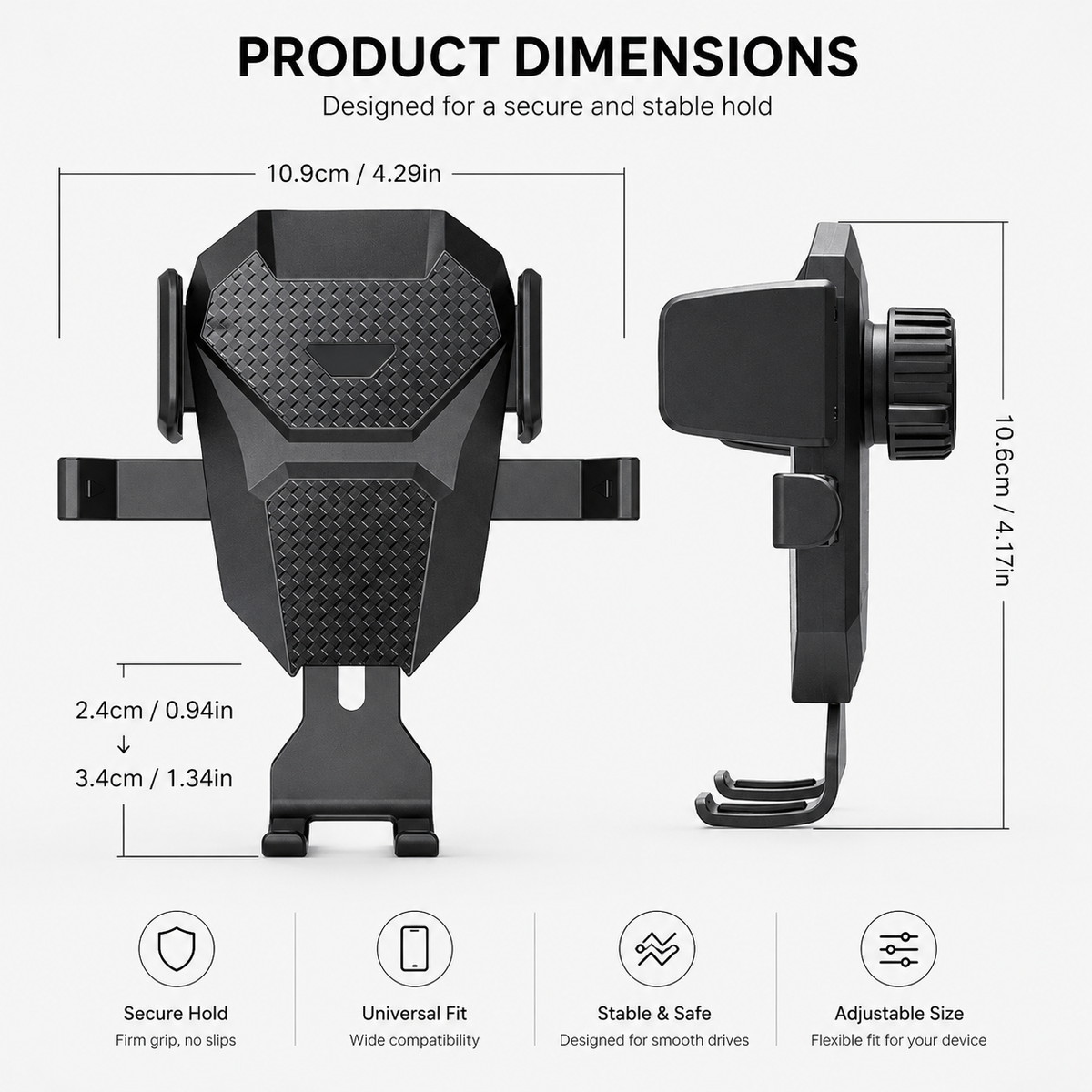 Premium Car Phone Mount Dashboard Windshield Suction Cup Holder 360 Rotation Secure Grip Adjustable Smartphone Stand Hands-Free Driving Mount Vehicle