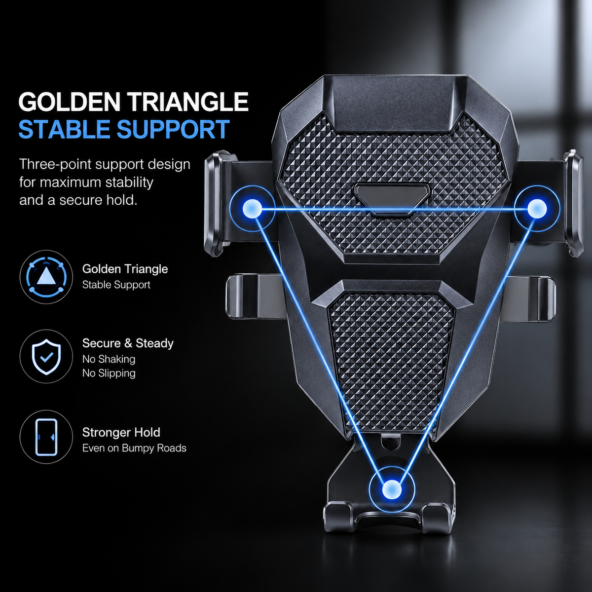 Premium Car Phone Mount Dashboard Windshield Suction Cup Holder 360 Rotation Secure Grip Adjustable Smartphone Stand Hands-Free Driving Mount Vehicle