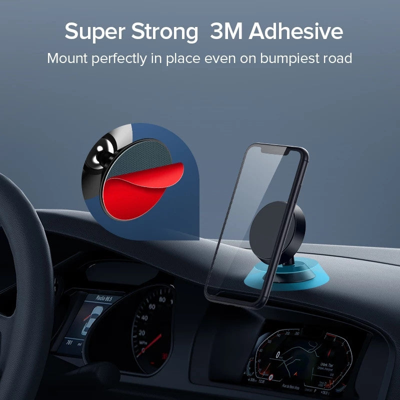 Premium Car Phone Mount Magnetic Dashboard Holder 360 Rotation Secure Grip Adjustable GPS Smartphone Stand