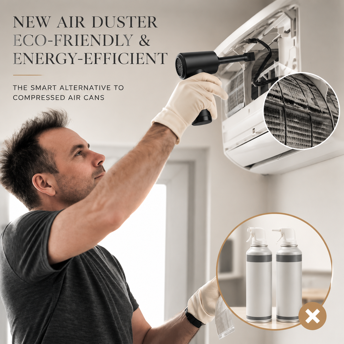Premium Electric Air Duster Cordless Compressed Air Blower Keyboard Cleaner LED Light Reusable Cleaning Tool High Power Dust Remover Portable Use