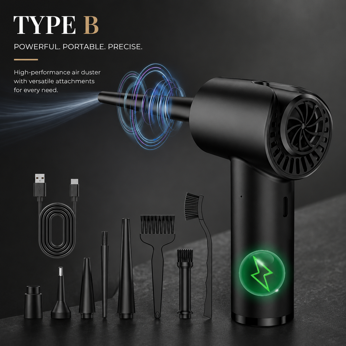 Premium Electric Air Duster Cordless Compressed Air Blower Keyboard Cleaner LED Light Reusable Cleaning Tool High Power Dust Remover Portable Use