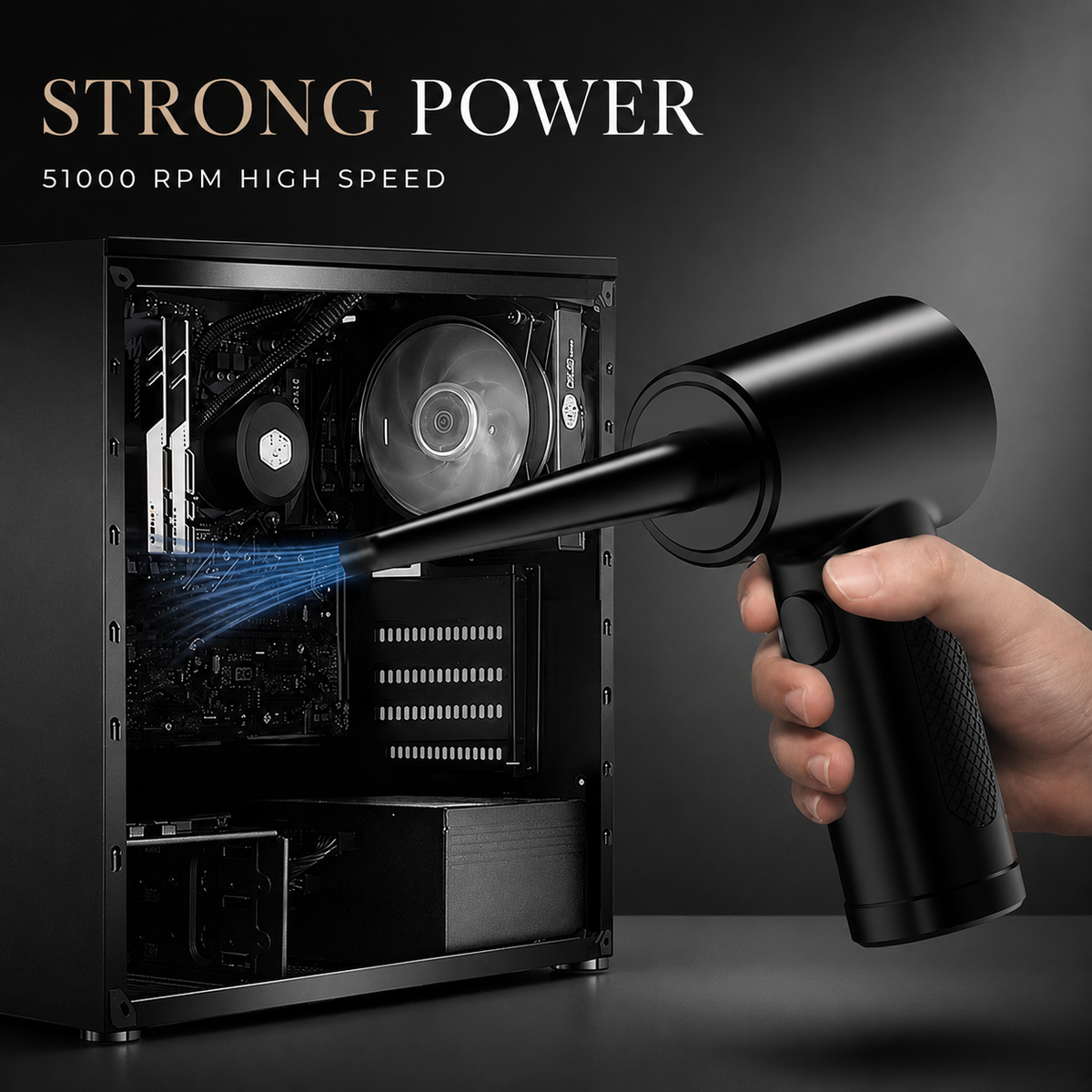 Premium Electric Air Duster Cordless Compressed Air Blower Keyboard Cleaner LED Light Reusable Cleaning Tool High Power Dust Remover Portable Use