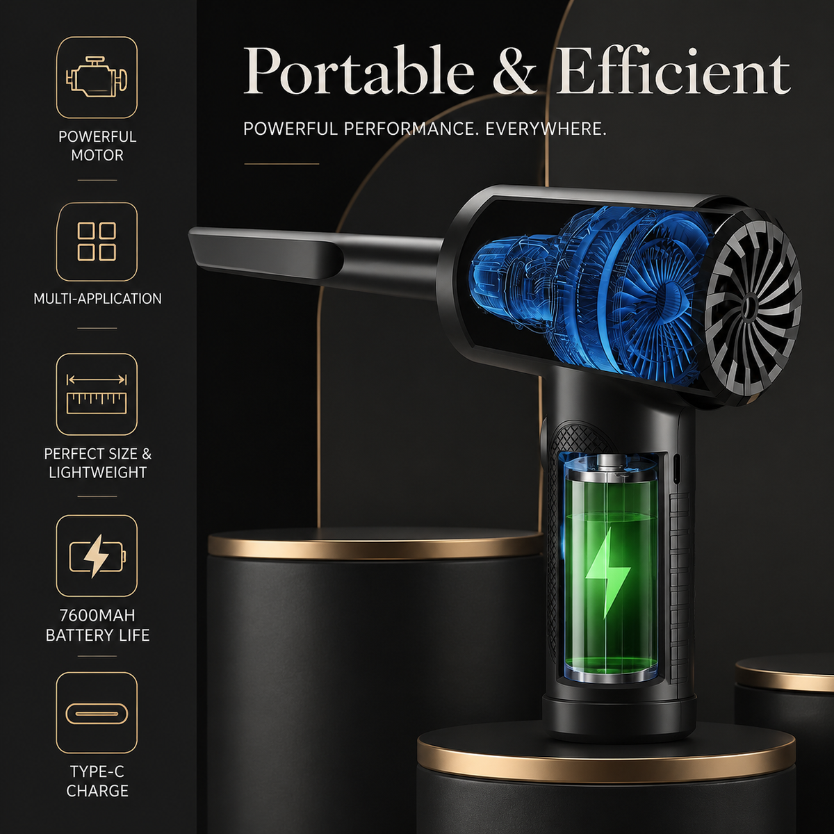 Premium Electric Air Duster Cordless Compressed Air Blower Keyboard Cleaner LED Light Reusable Cleaning Tool High Power Dust Remover Portable Use
