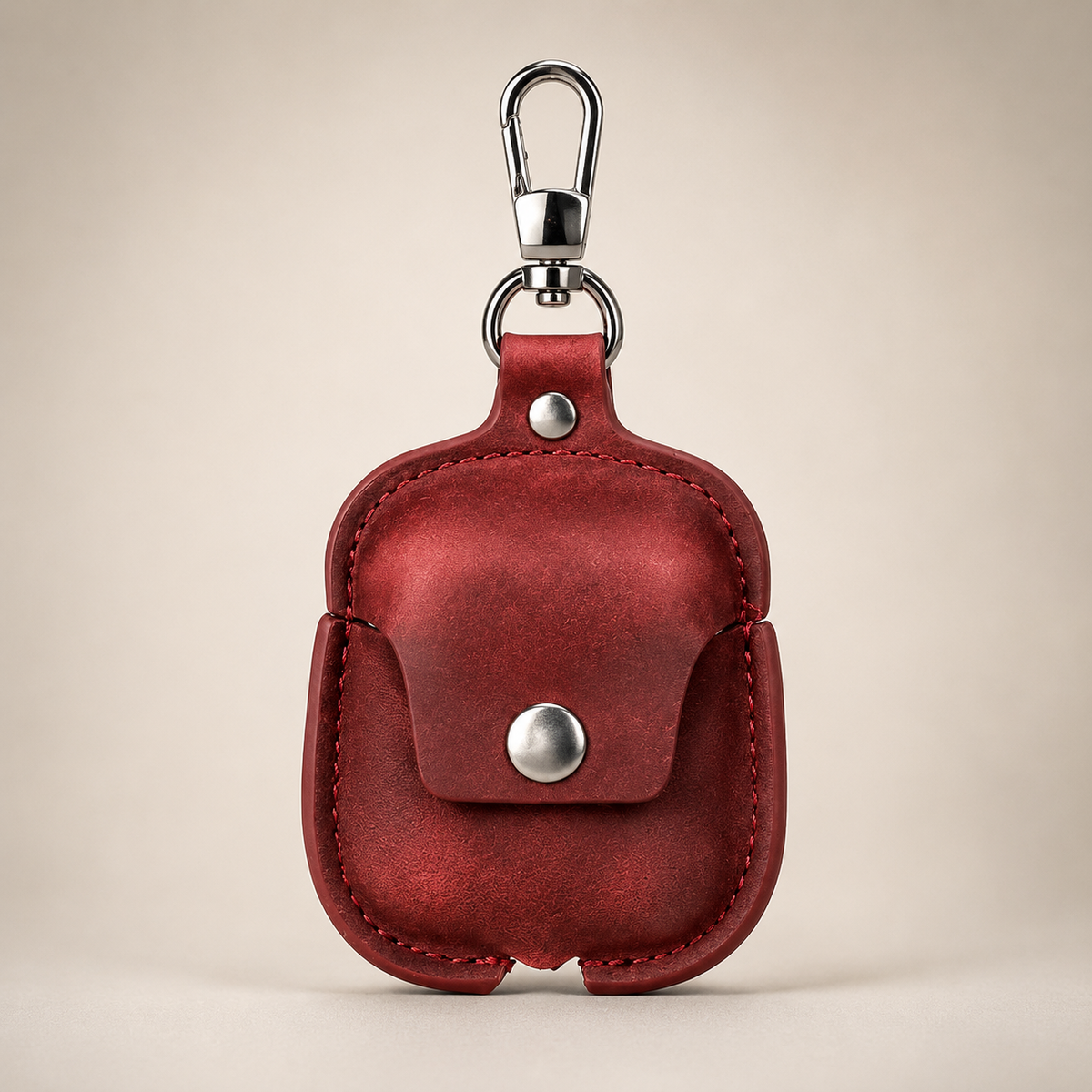 Premium Genuine Leather AirPods Case Shockproof Protective Cover Slim Design Keychain Clip Wireless Charging Compatible Lightweight Compact Portable