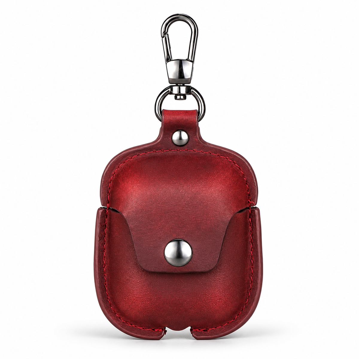 Premium Genuine Leather AirPods Case Shockproof Protective Cover Slim Design Keychain Clip Wireless Charging Compatible Lightweight Compact Portable