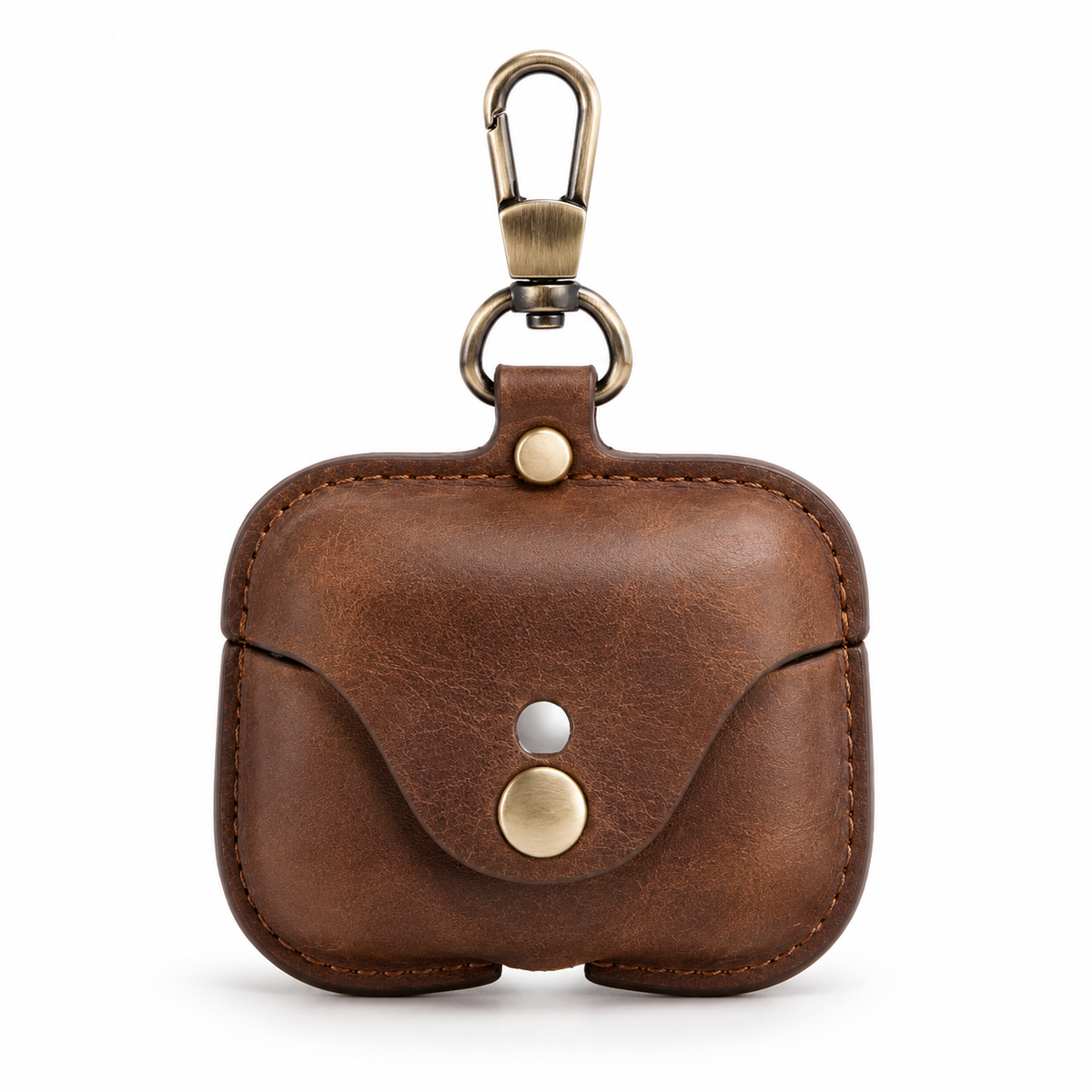 Premium Genuine Leather AirPods Case Shockproof Protective Cover Slim Design Keychain Clip Wireless Charging Compatible Lightweight Compact Portable