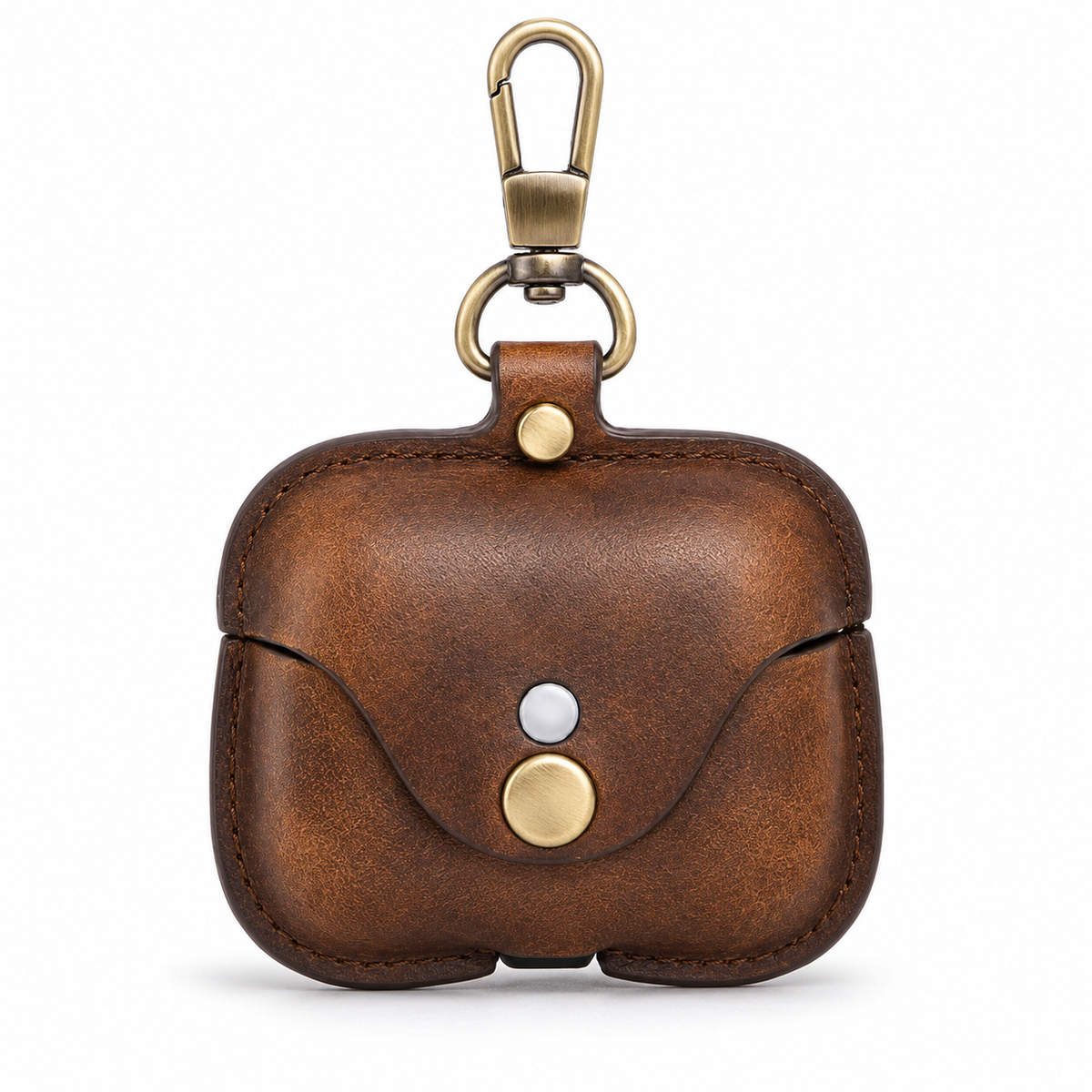 Premium Genuine Leather AirPods Case Shockproof Protective Cover Slim Design Keychain Clip Wireless Charging Compatible Lightweight Compact Portable