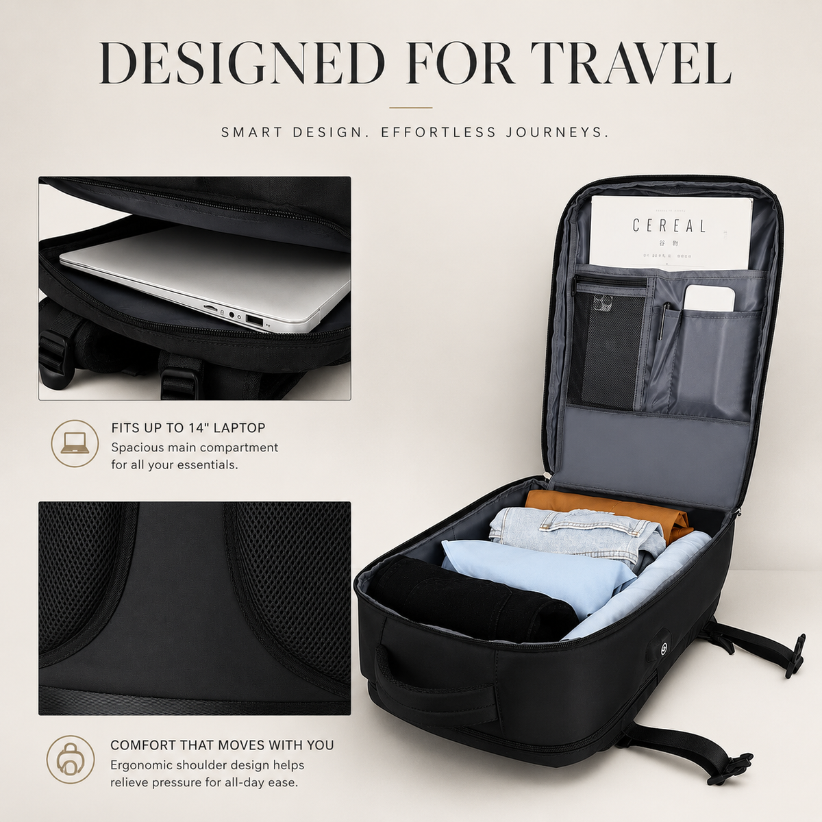 Premium Laptop Backpack Waterproof Expandable Business Travel Bag USB Charging Large Capacity 13 to 17 Inch Laptop Compatible Pack Everyday Carry