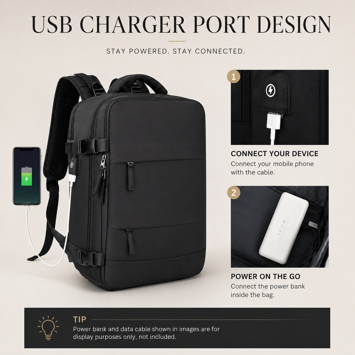 Premium Laptop Backpack Waterproof Expandable Business Travel Bag USB Charging Large Capacity 13 to 17 Inch Laptop Compatible Pack Everyday Carry