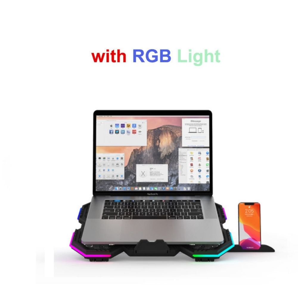 Premium Laptop Cooling Pad RGB 6 Fan Adjustable Gaming Notebook Cooler Ergonomic Heat Dissipation Stand