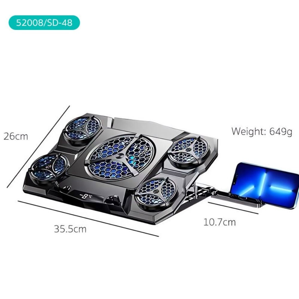 Premium Laptop Cooling Pad RGB 6 Fan Adjustable Gaming Notebook Cooler Ergonomic Heat Dissipation Stand