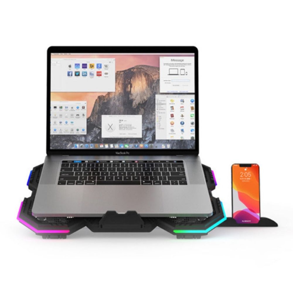 Premium Laptop Cooling Pad RGB 6 Fan Adjustable Gaming Notebook Cooler Ergonomic Heat Dissipation Stand
