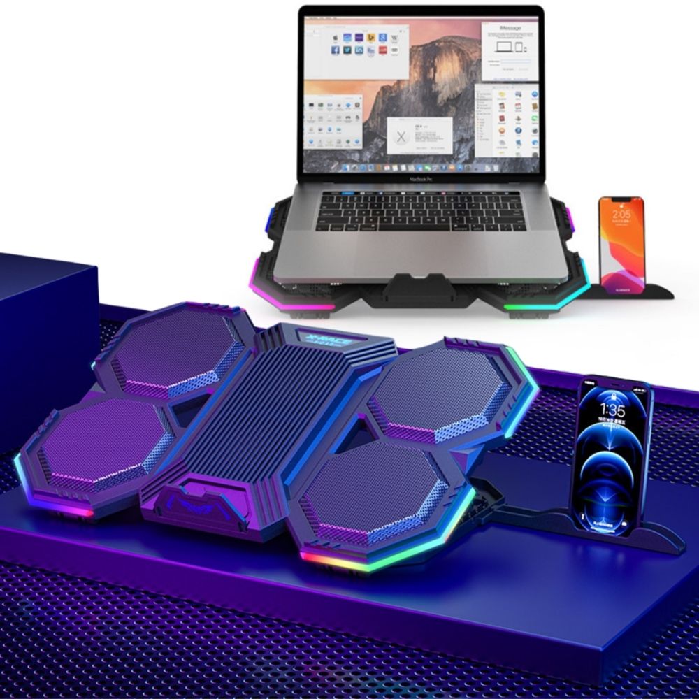 Premium Laptop Cooling Pad RGB 6 Fan Adjustable Gaming Notebook Cooler Ergonomic Heat Dissipation Stand