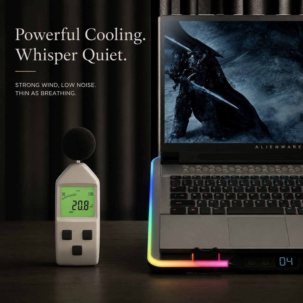 Premium Laptop Cooling Pad RGB Gaming Notebook Cooler Adjustable 6 Fan Heat Dissipation Stand Ergonomic Laptop Cooler Airflow Support Platform