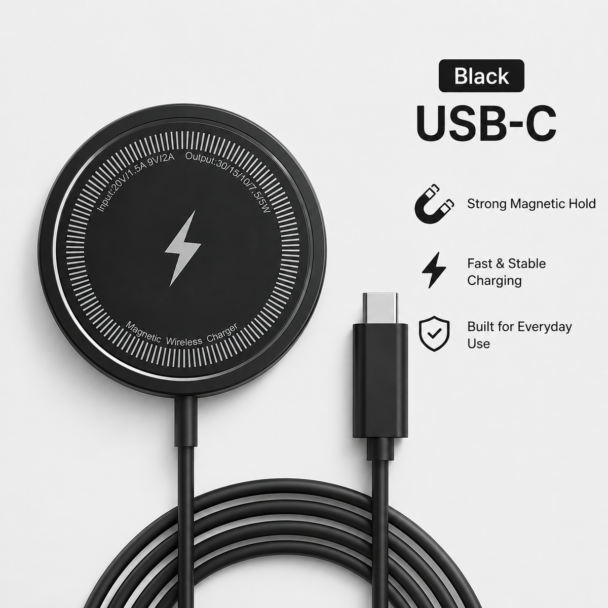 Premium MagSafe Compatible Magnetic Wireless Charger 30W Fast Wireless Charging Pad Slim Portable Dock for Smartphones and Earbuds Home Office Travel