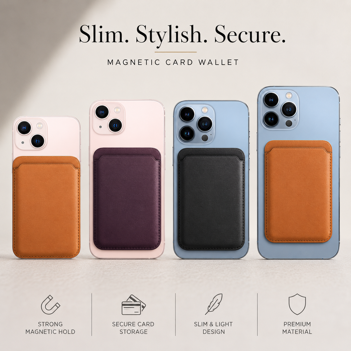 Premium MagSafe Wallet Magnetic Card Holder Detachable Leather Phone Wallet Slim Card Case Secure Card Storage Pocket Friendly Accessory Design
