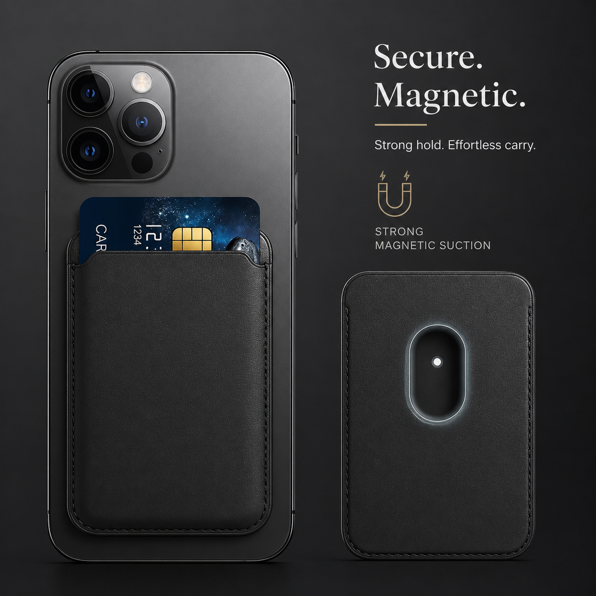 Premium MagSafe Wallet Magnetic Card Holder Detachable Leather Phone Wallet Slim Card Case Secure Card Storage Pocket Friendly Accessory Design