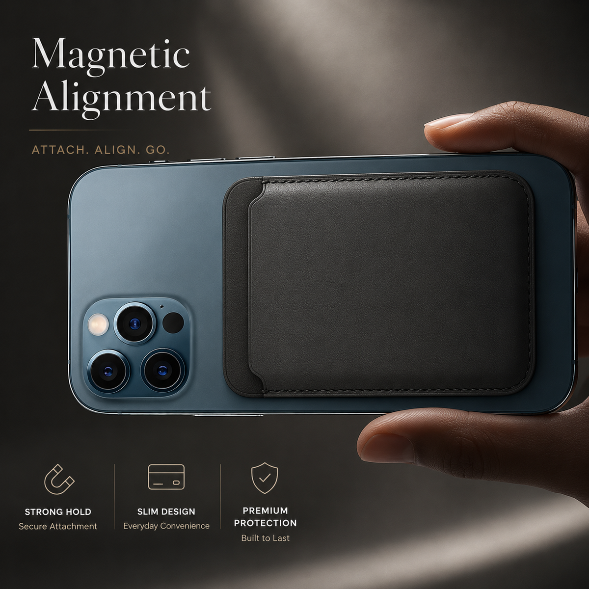 Premium MagSafe Wallet Magnetic Card Holder Detachable Leather Phone Wallet Slim Card Case Secure Card Storage Pocket Friendly Accessory Design